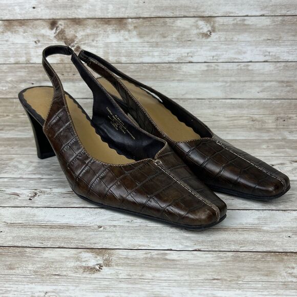 Liz Claiborne Flex Faux Alligator Slingback Womens Heels Size 10M - Picture 1 of 14
